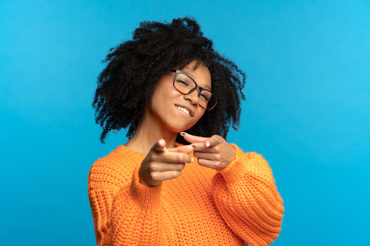 Portrait of a Black Woman Pointing to the Camera